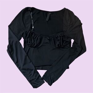 Black milkmaid long sleeve crop top
